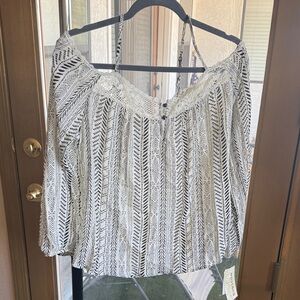 Rewind Black and White Geometric Blouse